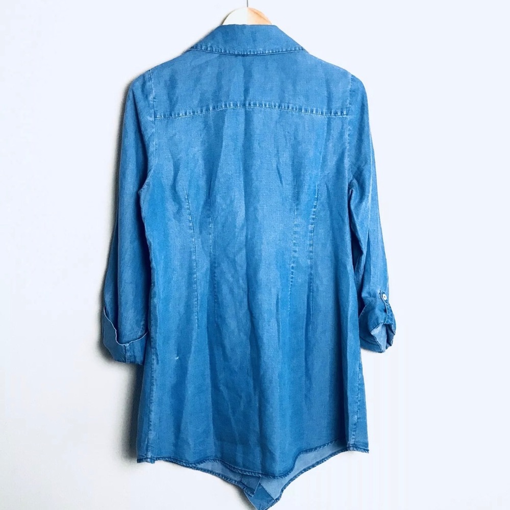 Soft Surroundings Chambray Button Down Wrap Tunic - image 3
